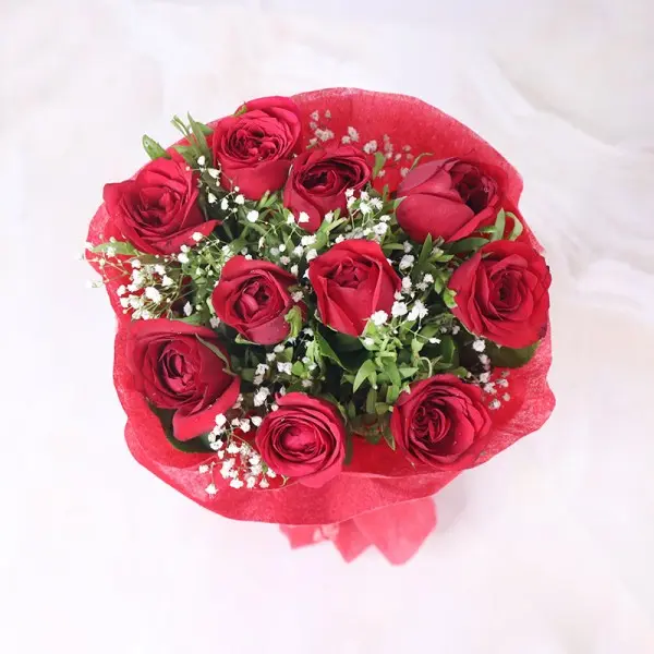 10 Red Rose Hand Bunch